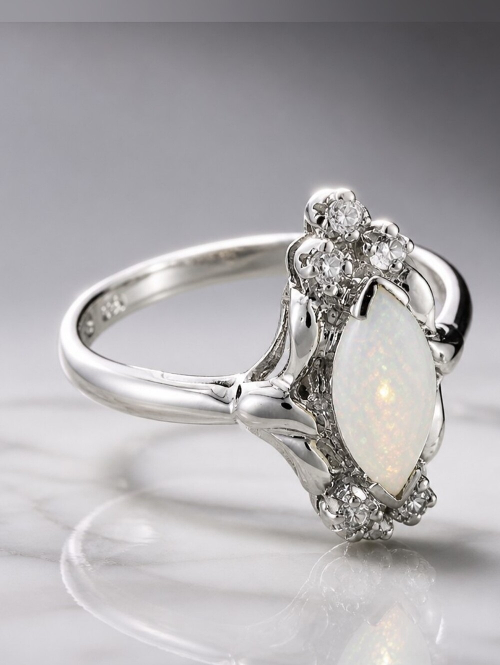 Sterling Silver Australian Opal Ring Size 7